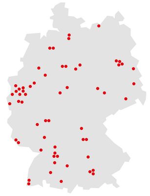 Skizze vom Niederlassungsnetzwerk der mateco 