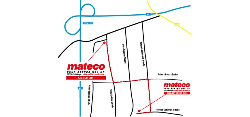 Anfahrtsskizze für den neuen Standort von mateco