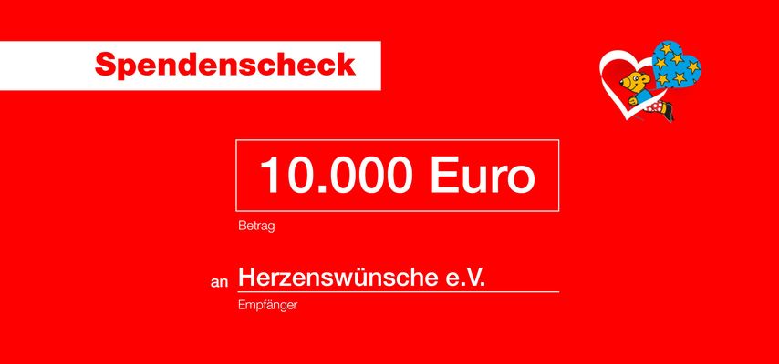 10.000€ Spendencheck an Herzenswünsche e.V. von mateco