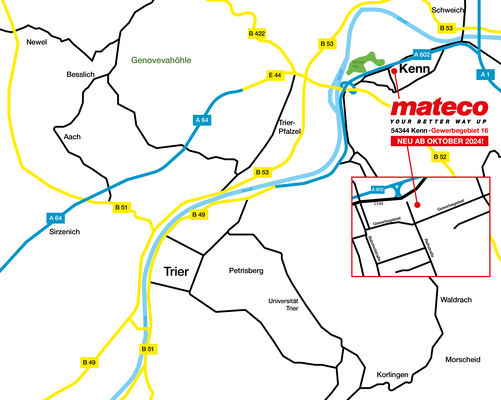 Anfahrtsskizze Trier - Mietstation mateco 