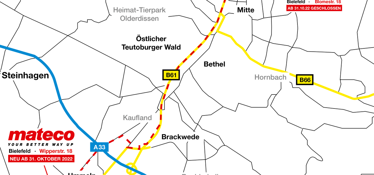 Anfahrtskizze zum Umzug der mateco Niederlassung in Bielefeld