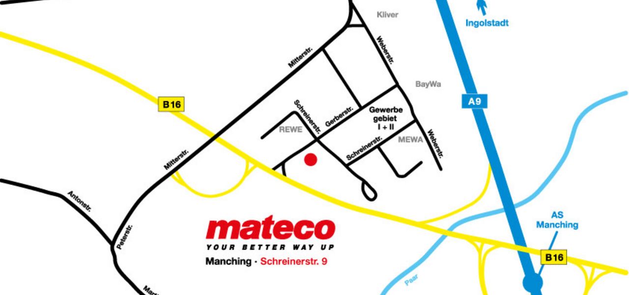 Anfahrtskizze zur neuen mateco Mietstation in Ingolstadt/Manching