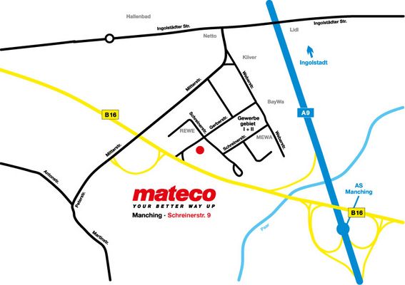 Anfahrtskizze zur neuen mateco Mietstation in Ingolstadt/Manching