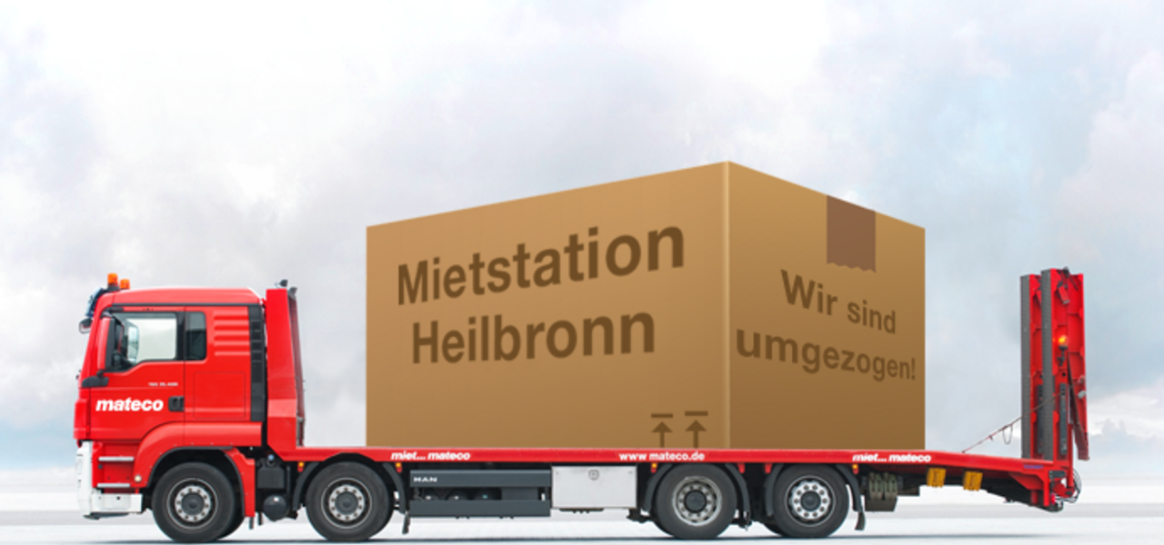 Transportfahrzeug informiert über den Umzug der mateco Mietstation in Heilbronn