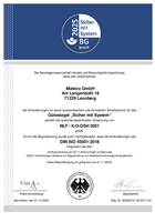 Bescheinigung Sicher mit System - mateco